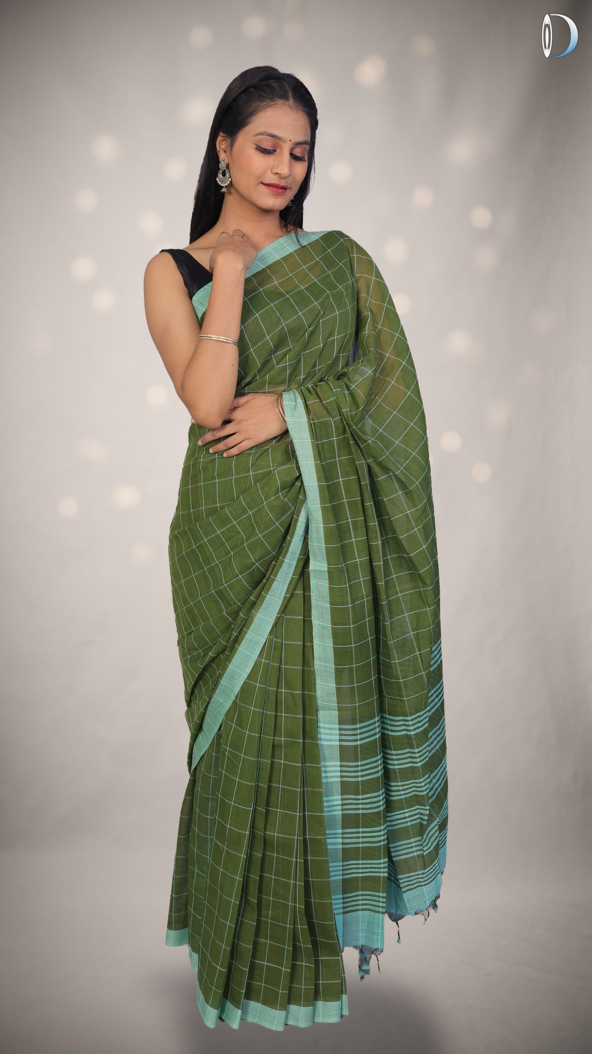 Mangalagiri Cotton Saree - Green (ISHA-KF016460) (MG-0034)