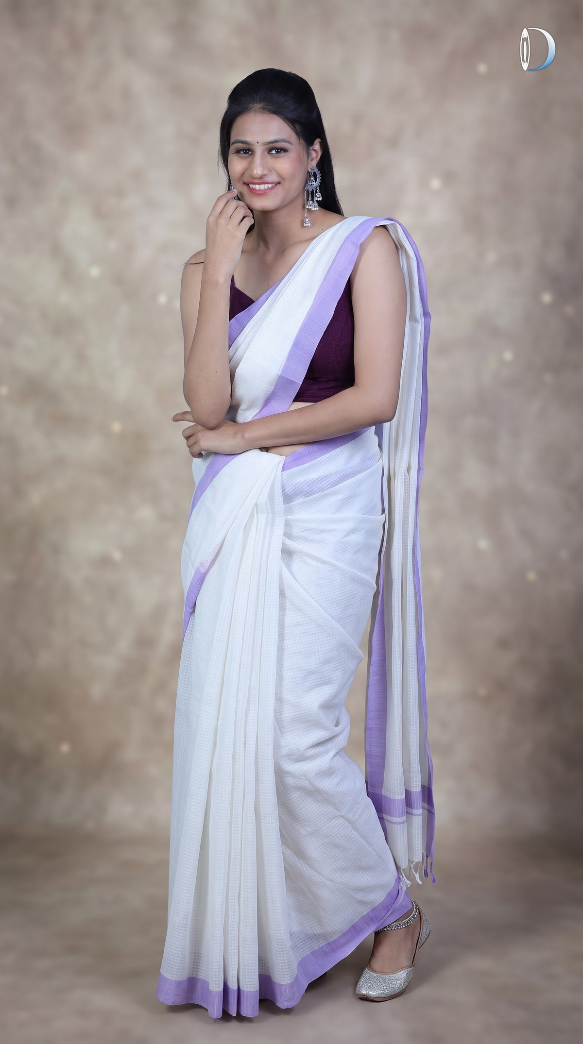 Mangalagiri Cotton Saree - white (ISHA-KF017007) (MG-0053)