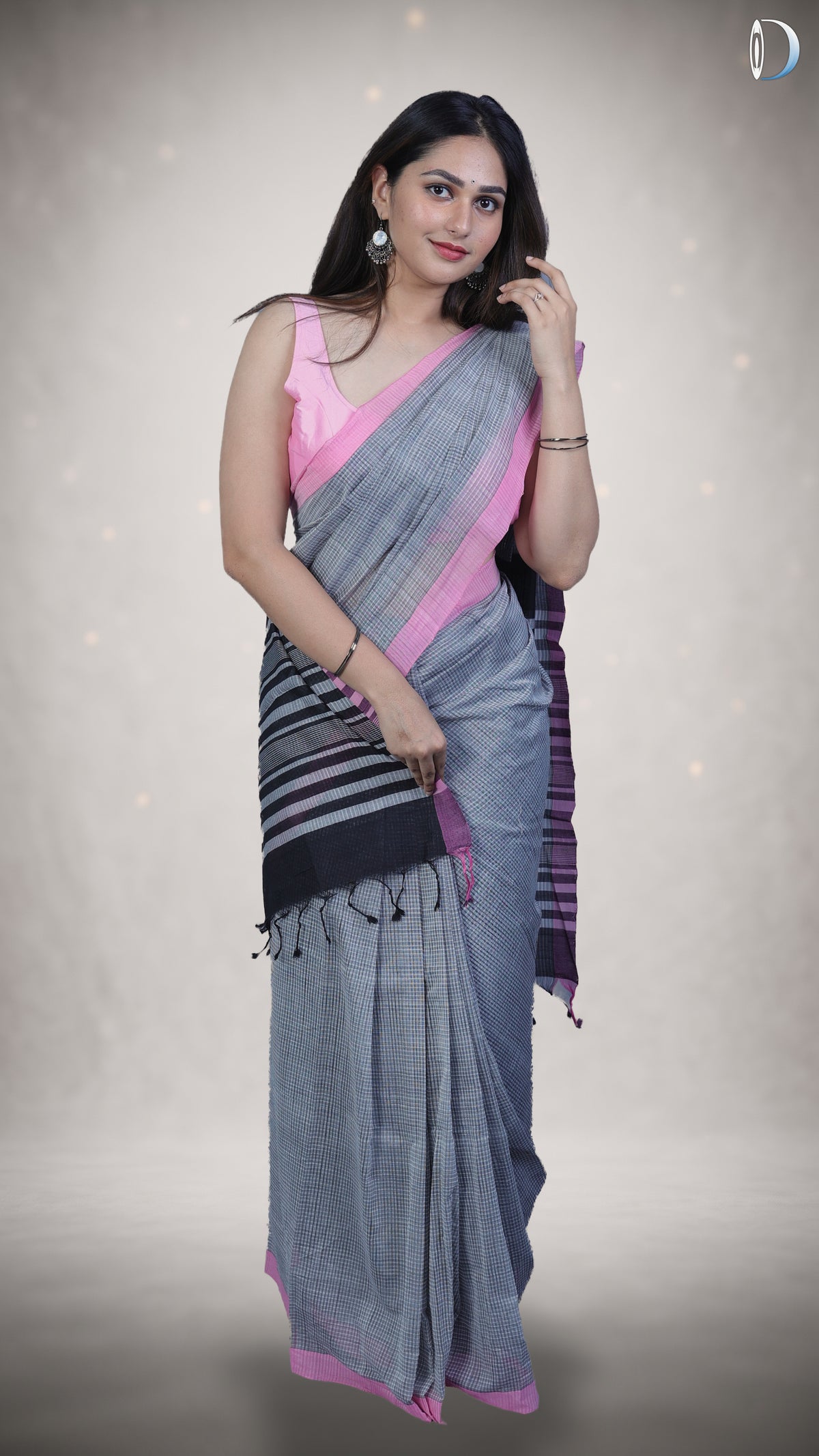 Mangalagiri Cotton Saree - grey (ISHA-KF017039) (MG-0001) (MG-0052)