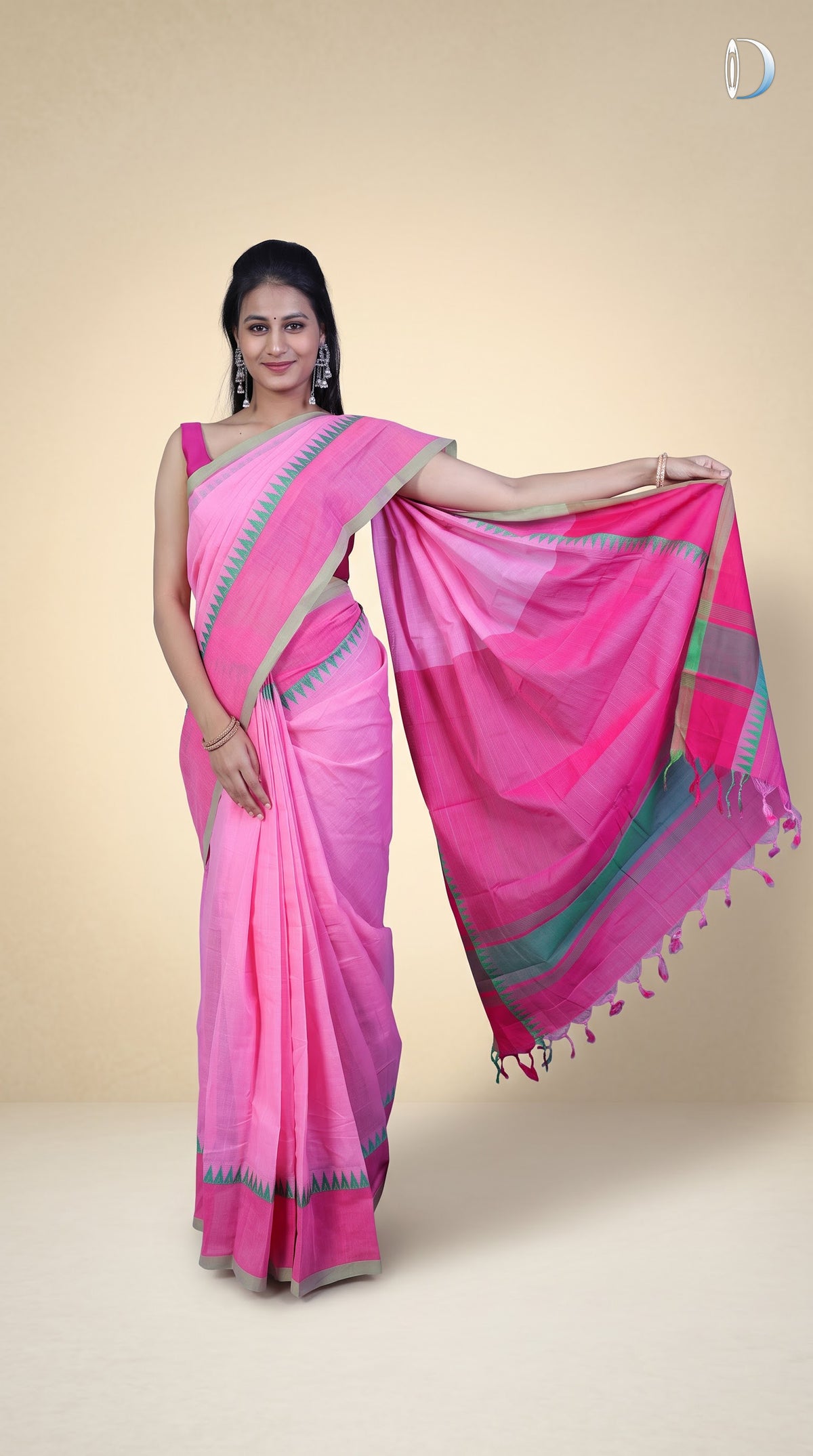 Mangalagiri Cotton Saree - Pink (ISHA-KF017101) (MG-0003)