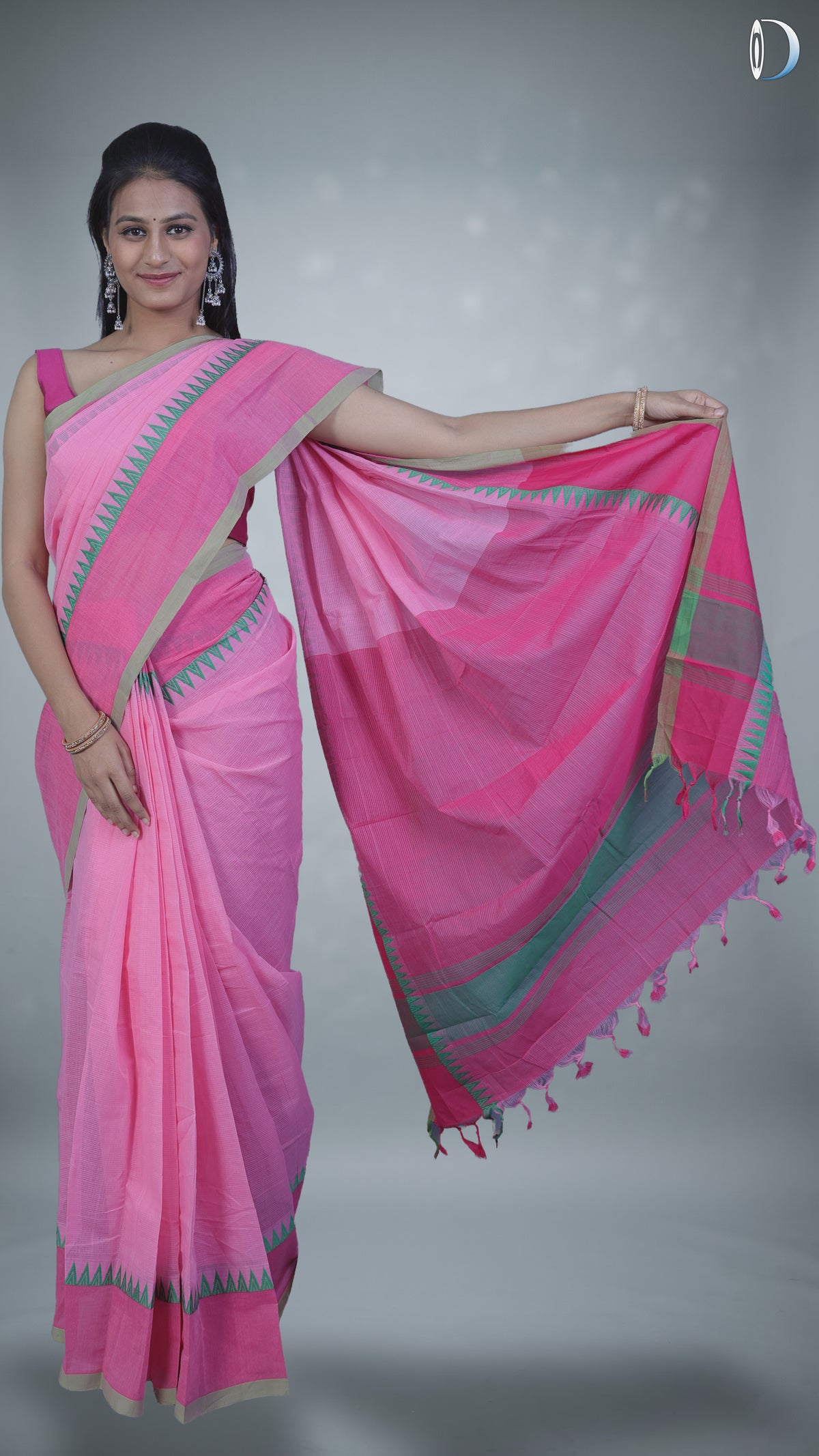 Mangalagiri Cotton Saree - Pink (ISHA-KF017101) (MG-0003)
