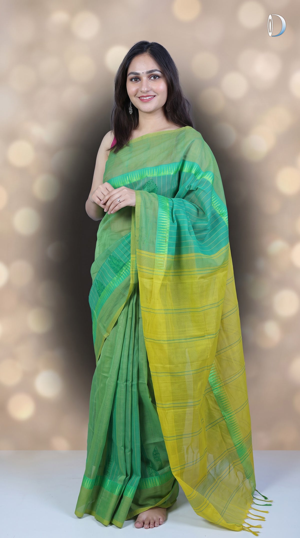 Mangalagiri Cotton Saree - Green (ISHA-KF017164) (MG-0047)